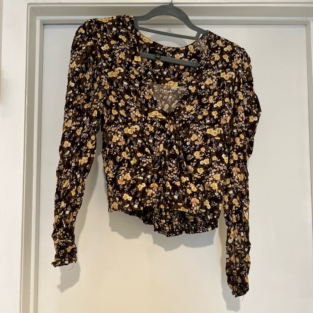 AFRM Black and Yellow Floral Blouse